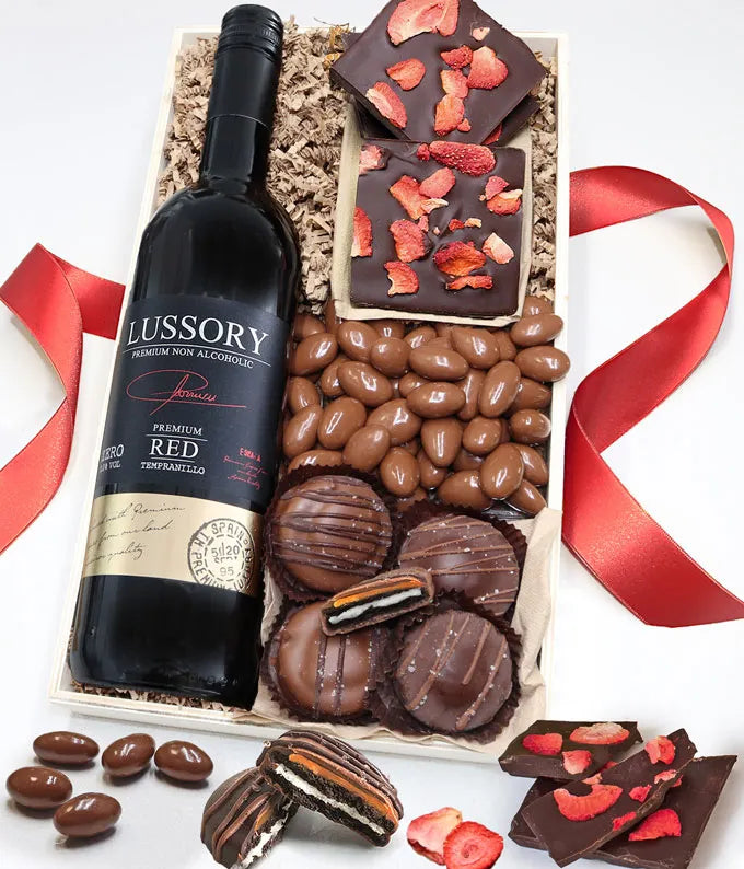 Belgian Chocolate &amp; Red Non-Alcoholic Wine Gift Set