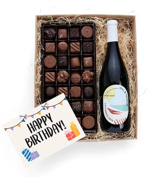 Red Wine & Gourmet Chocolates Gift Box - The Gift Basket Store Red Wine & Gourmet Chocolates Gift Box - The Gift Basket Store