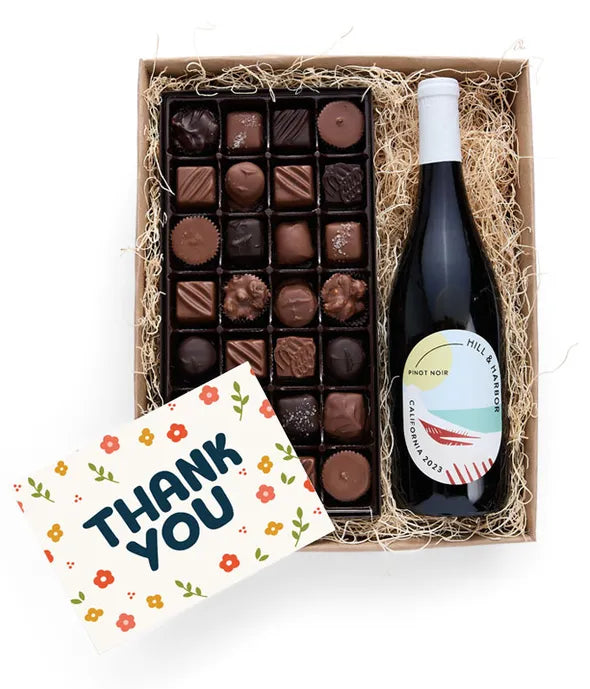 Red Wine & Gourmet Chocolates Gift Box - The Gift Basket Store