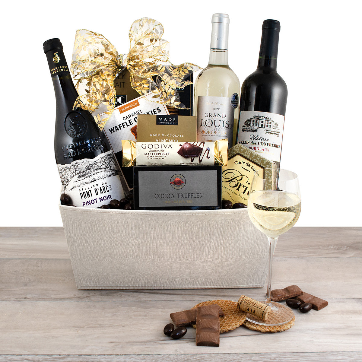 Red &amp; White French Wine Gourmet Gift Basket