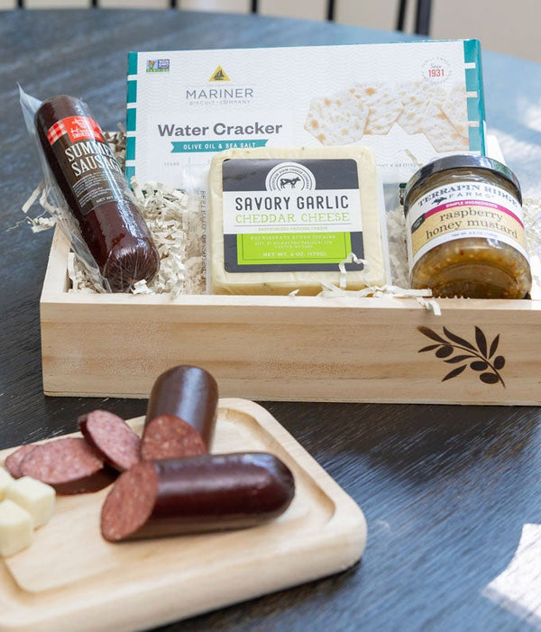 Sausage, Cheese and Crackers Basket - The Gift Basket Store