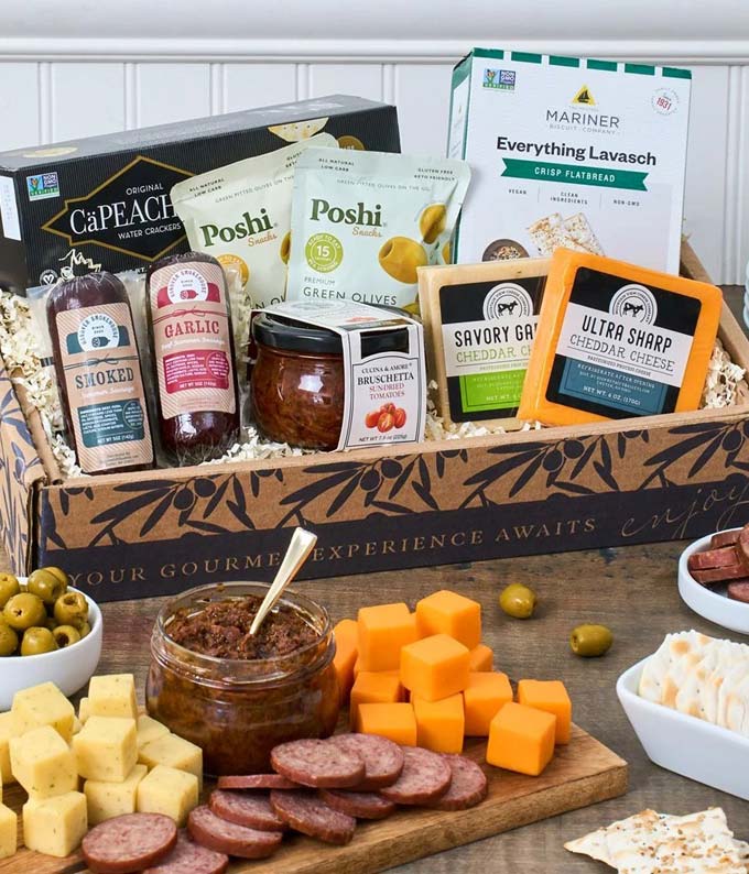 Luxury Cheese, Sausage and Crackers Basket