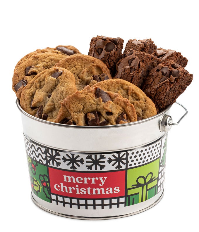 Merry Christmas Cookie &amp; Brownie Gift Bucket