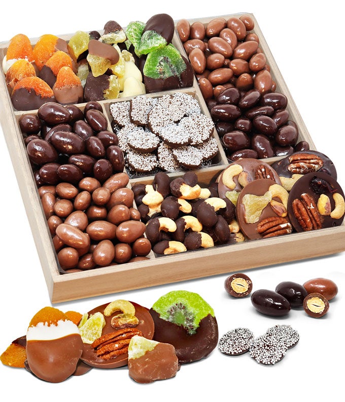 Belgian Chocolate Covered Dried Fruit and Nut Tray