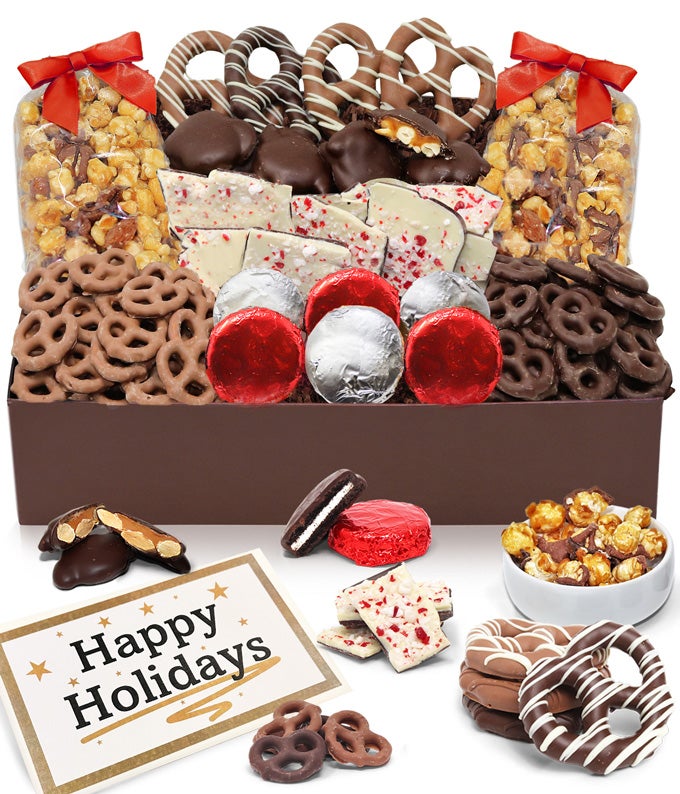 Happy Holidays Chocolate Covered Snack Tray