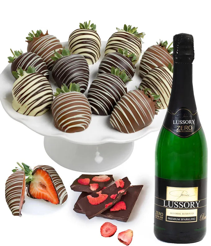 Belgian Chocolate Strawberries and Non-Alcoholic Sparkling Brut Combo