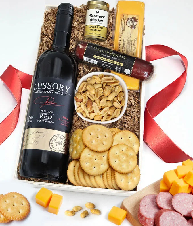 Non-Alcoholic Wine &amp; Meat and Cheese Gift