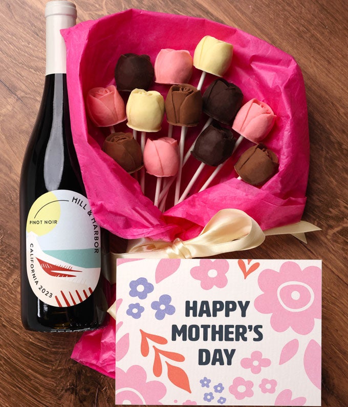 Mother&#39;s Day Chocolate Roses &amp; Red Wine