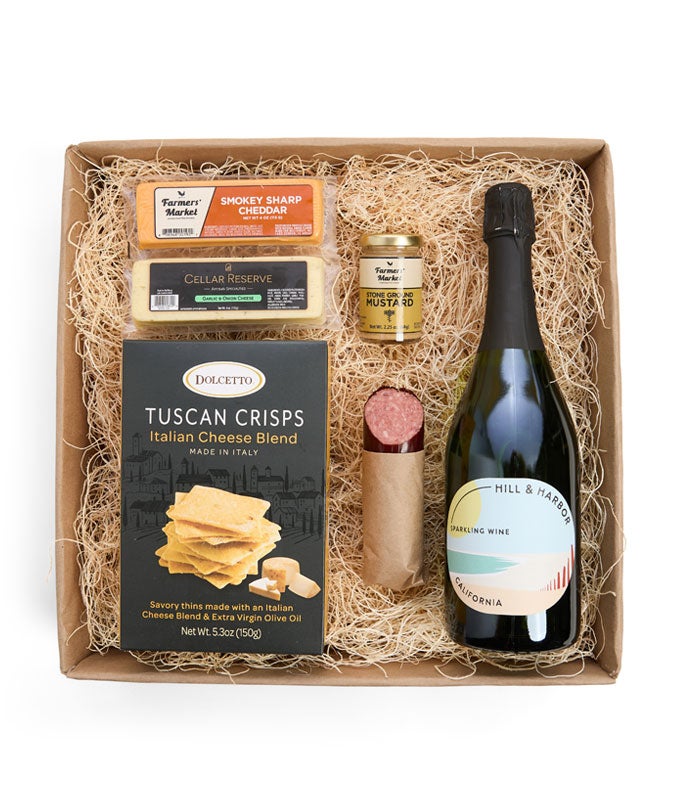 Meat &amp; Cheese Gift Box with Sparkling Wine