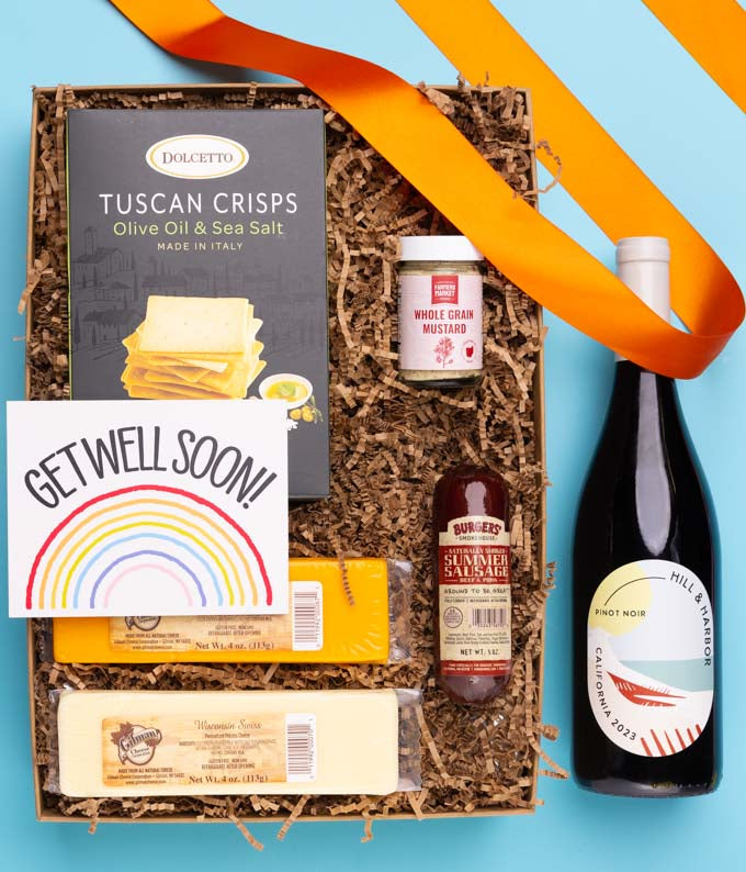 Get Well Soon Charcuterie &amp; Red Wine Gift Box