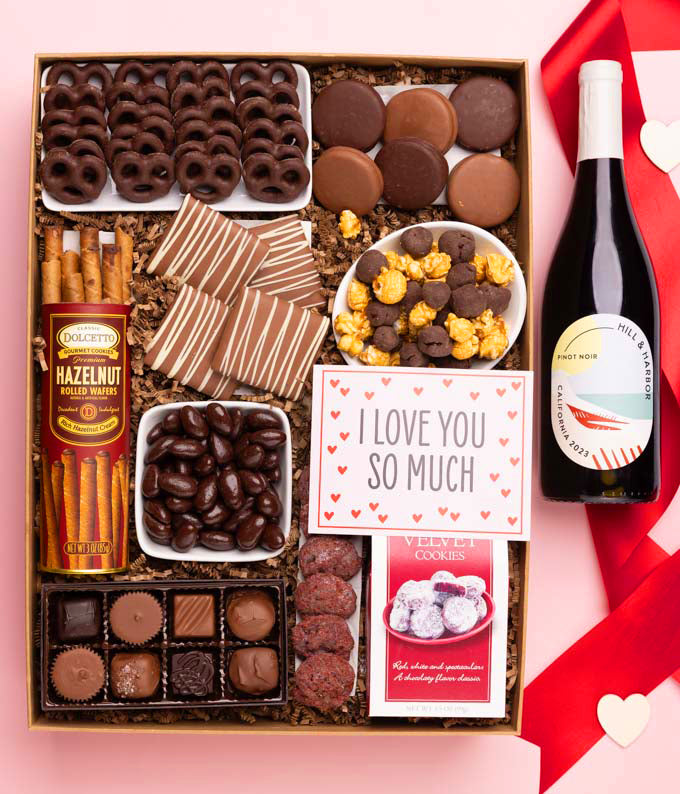 I Love You! Gourmet Chocolate &amp; Wine Indulgence Gift Box - California Red Wine