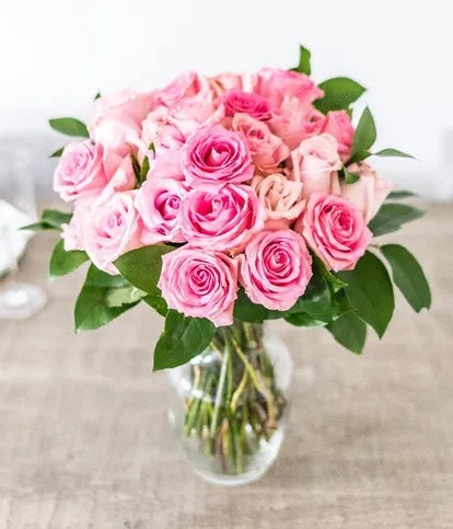 Two Dozen Pink Roses, Rosé, and Chocolate Dipped Strawberries