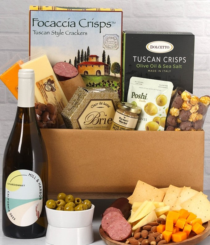 Deluxe White Wine Charcuterie Gift Box