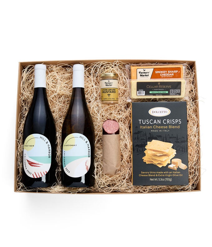 Holiday Red &amp; White Wine Charcuterie Gift Box