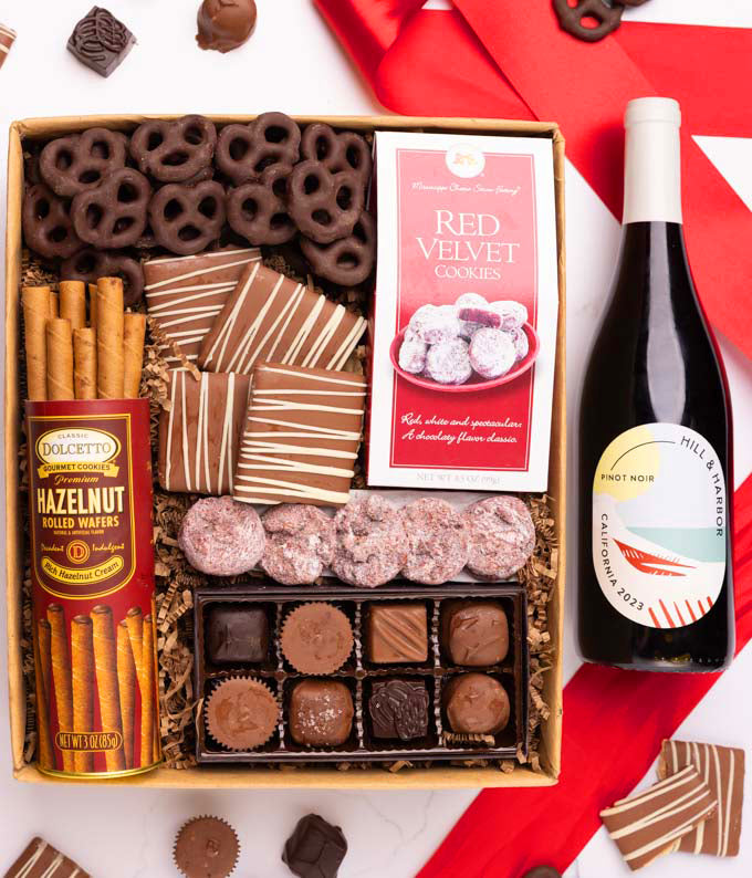 Red Wine &amp; Sweet Treats Gift Box