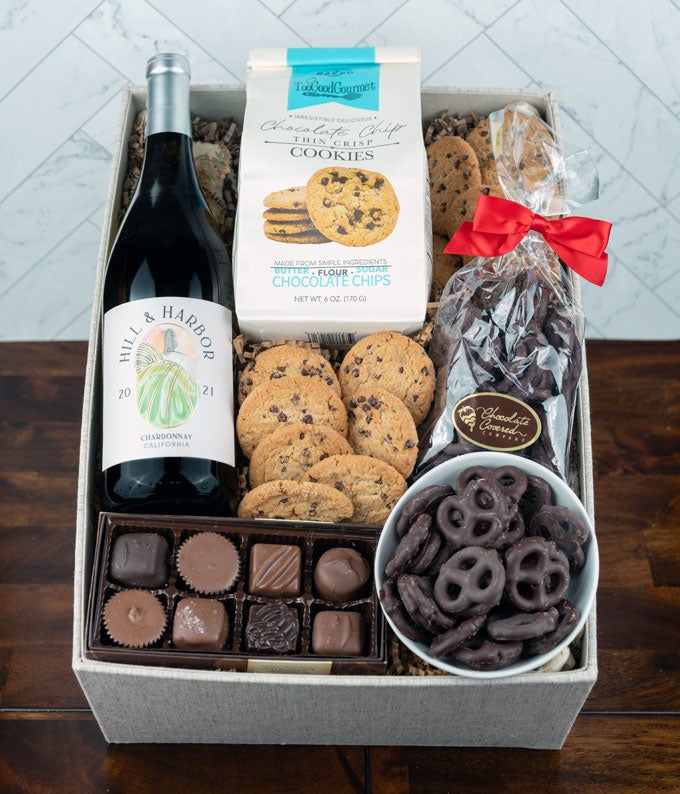 White Wine &amp; Sweet Treats Gift Box