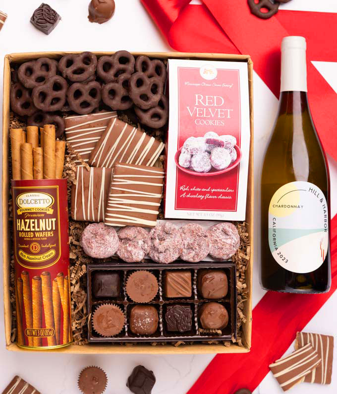 White Wine &amp; Sweet Treats Gift Box