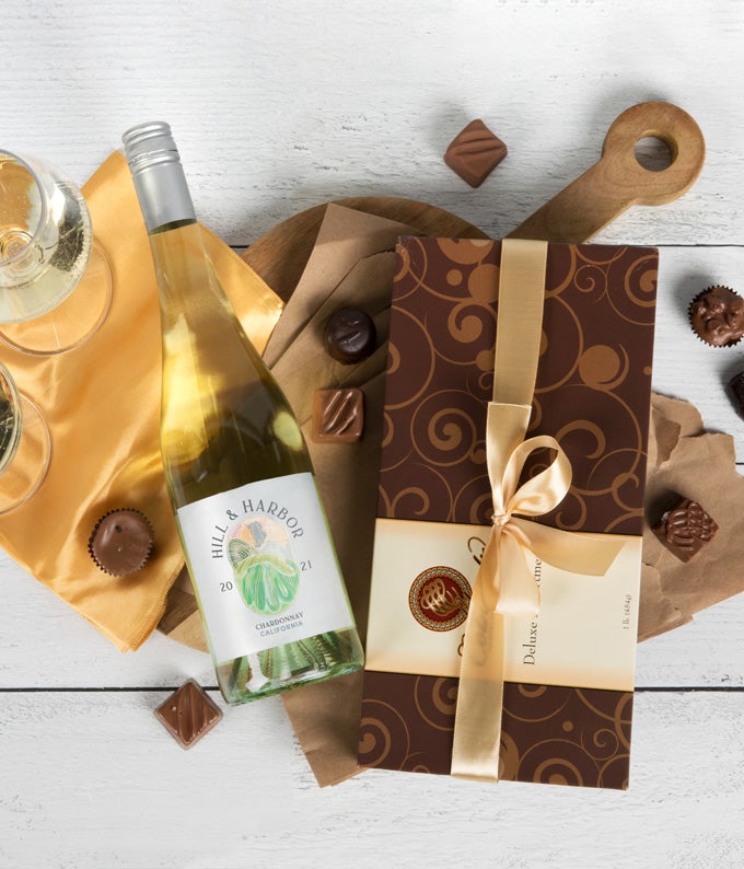 Wine Wine & Gourmet Chocolates Gift Box