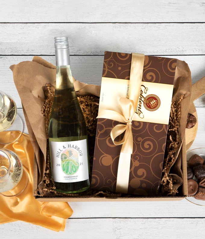 Wine Wine &amp; Gourmet Chocolates Gift Box