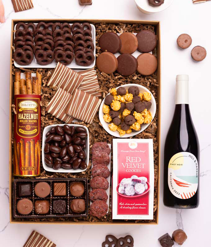 Deluxe Red Wine &amp; Sweet Treats Gift Box