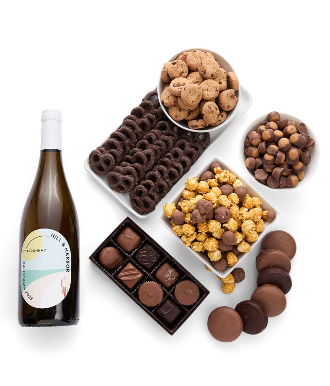 Deluxe White Wine &amp; Sweet Treats Gift Box