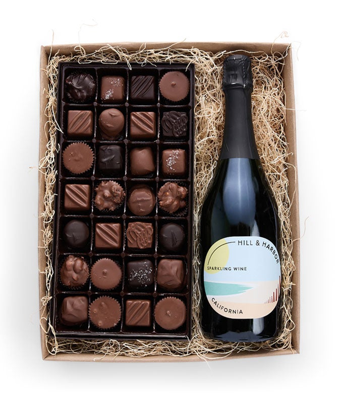 Sparkling Wine &amp; Gourmet Chocolates Gift Box