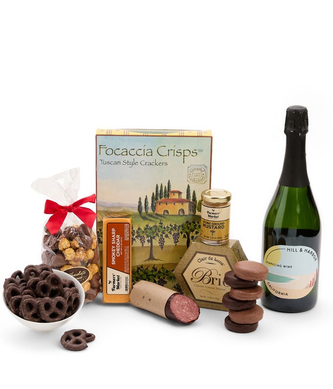 Sweet &amp; Savory Gift Box with California Sparkling Wine