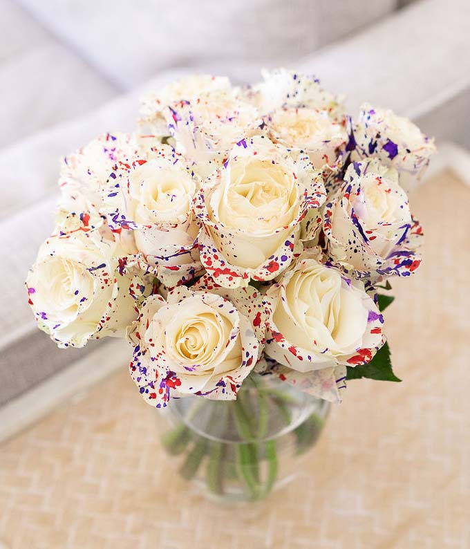 One Dozen Confetti Roses
