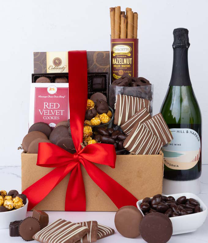 Deluxe California Sparkling Wine &amp; Sweets Gift Box