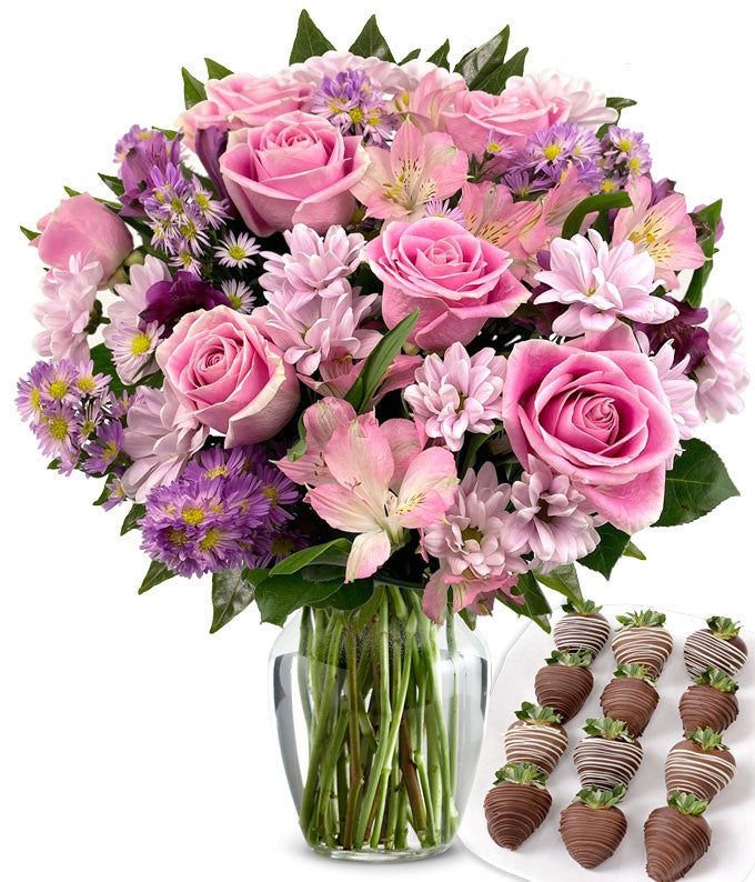 lavender and strawberries planted together Deluxe Lavender Love Bouquet & Chocolate Covered Strawberries