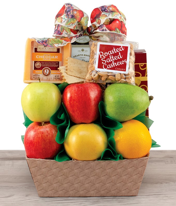 Nature&#39;s Bounty Fruit, Cheese &amp; Nuts Gift Basket