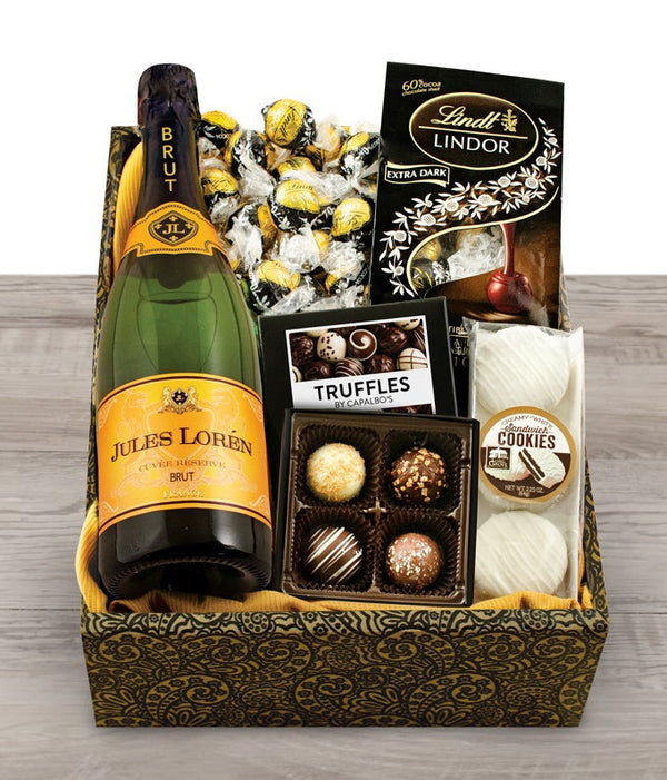 Champagne & Chocolate Classic Gift Box The Gift Basket Store