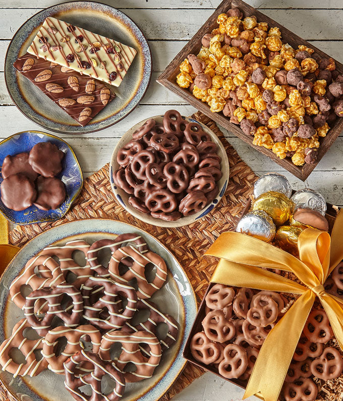 Chocolate covered snack gift basket