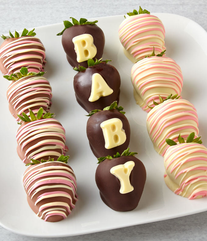 1 Dozen Baby Girl Belgian Chocolate Covered Strawberries