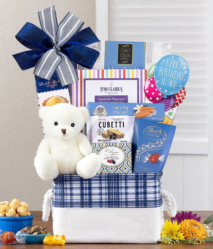 Happy Birthday Bear &amp; Gourmet Gift Basket