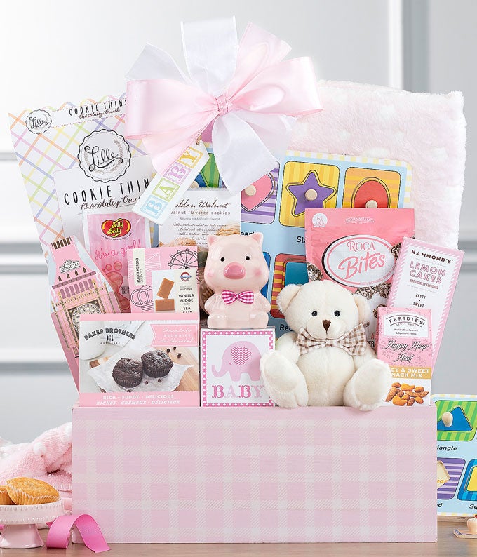 Cheerful Teddy Bear Gift Basket, Sweets & Goodies For Her