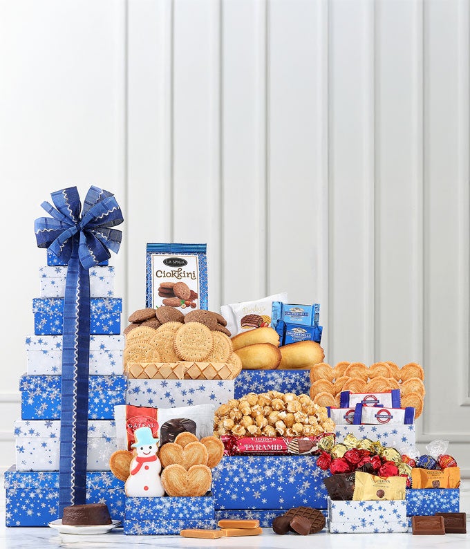 Winter&#39;s First Snow Gourmet Gift Tower