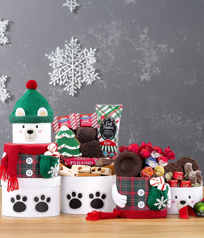 Cozy Polar Bear Gift Tower