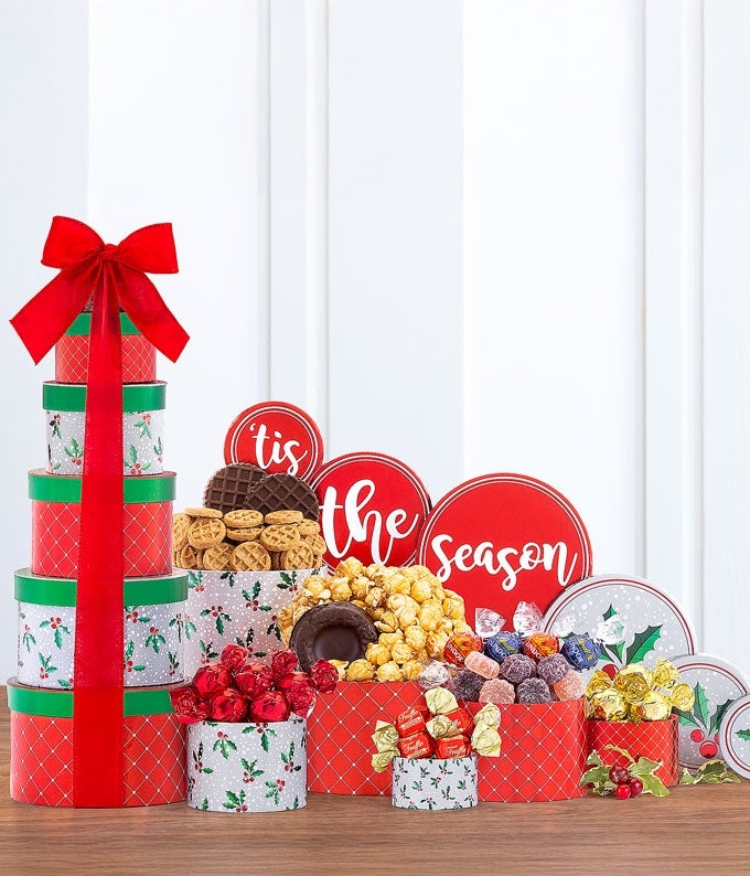 Evergreens and Winter Dreams Gift Tower