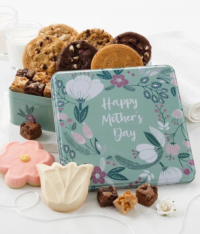 Flower Blossoms Cookie Tin For Mom