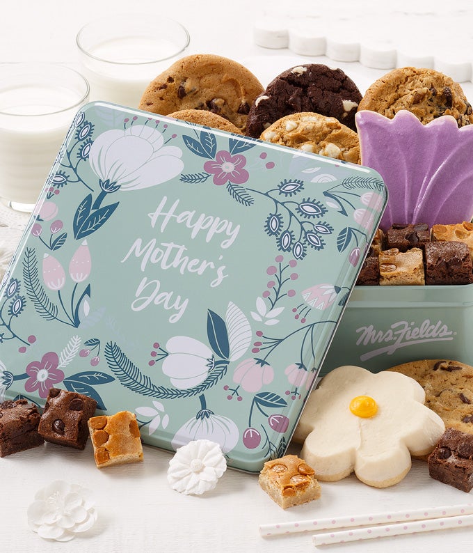 Flower Blossoms Cookie Tin For Mom