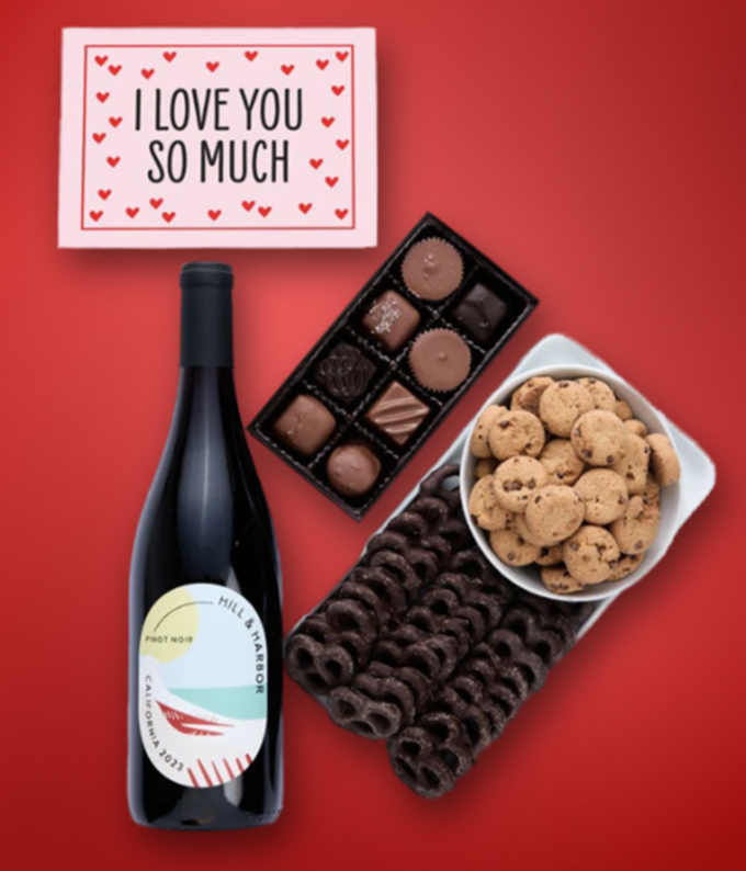 I Love You Red Wine &amp; Chocolate Treats Gift Box