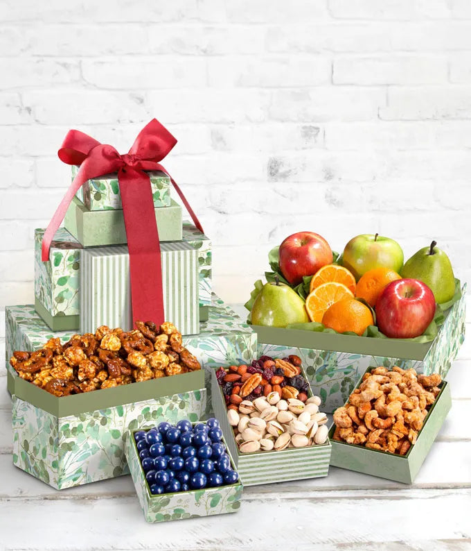 Birthday Fruit, Nuts, &amp; Sweets Gift Tower