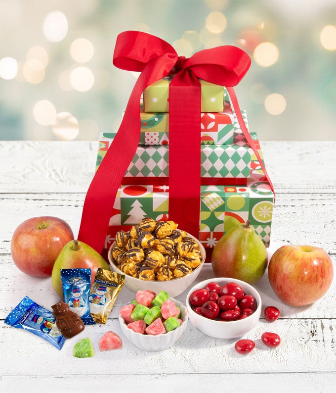 Merry Christmas Fruit and Treats Tower