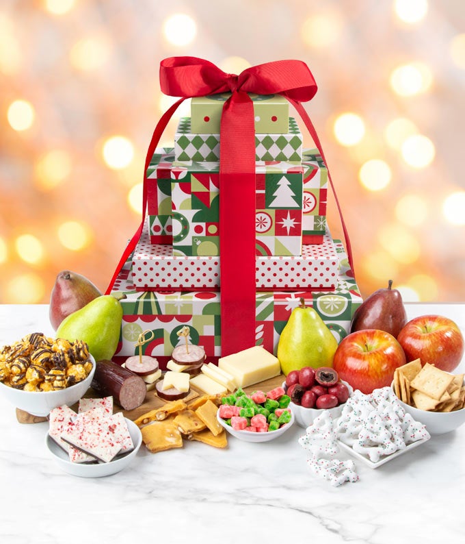 Merry Christmas Fruit and Treats Tower