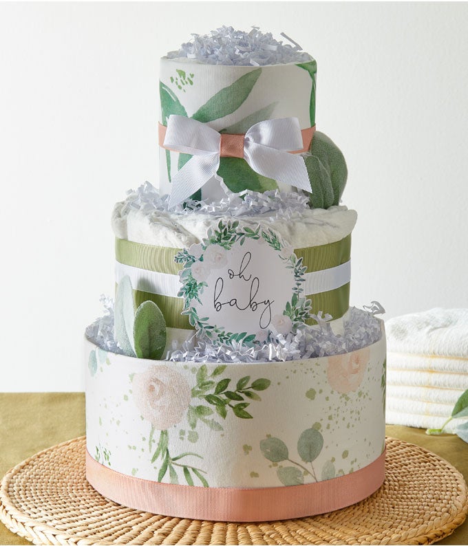 Oh Baby Floral Diaper Cake