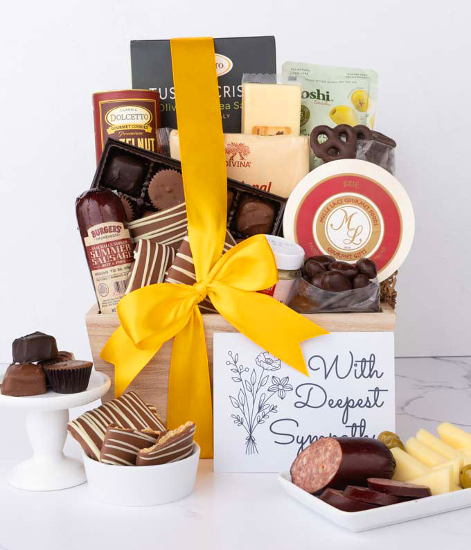 Deepest Sympathy Gourmet Charcuterie &amp; Sweets Gift Basket