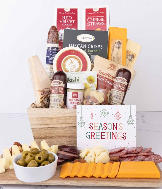 Season's Greetings Premium Charcuterie & Cheese Gift Basket