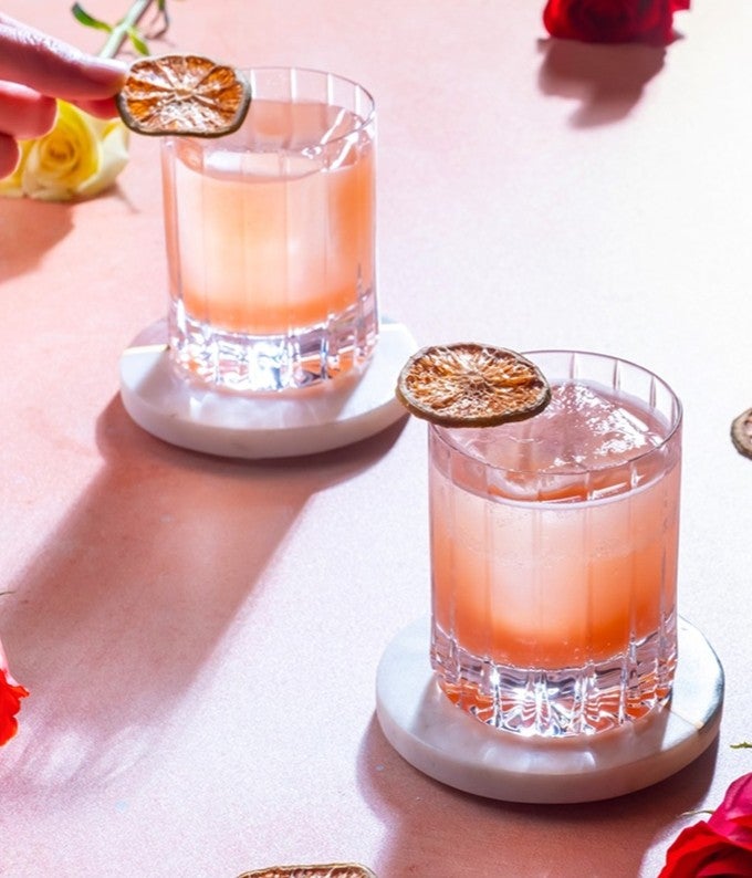 Deluxe Cheese &amp; Charcuterie Box with Tropical Pink Margarita Cocktail Kit