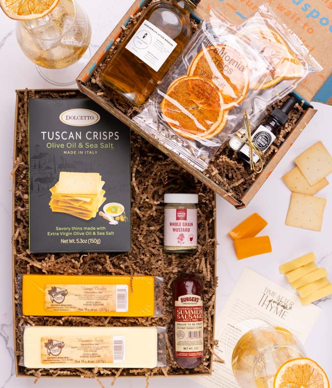 Cheese &amp; Meat Box with Garden Party Spritz Cocktail Kit